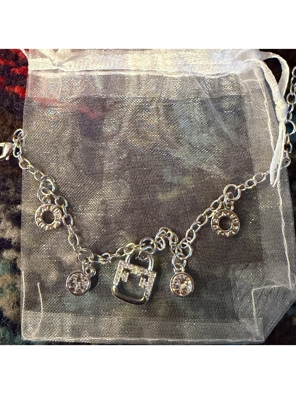 Furla Silver Charm Bracelet with Swarovski Crystals